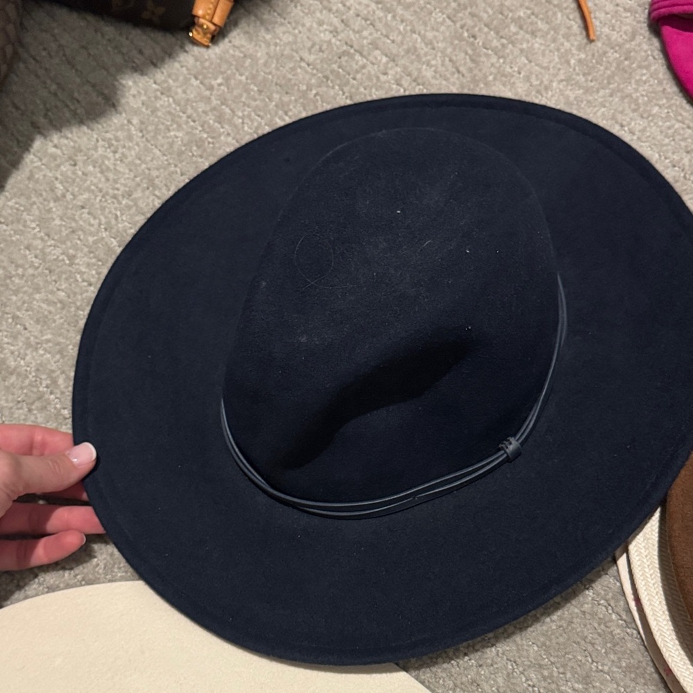 Anthropologie Black Wide-Brim Hat